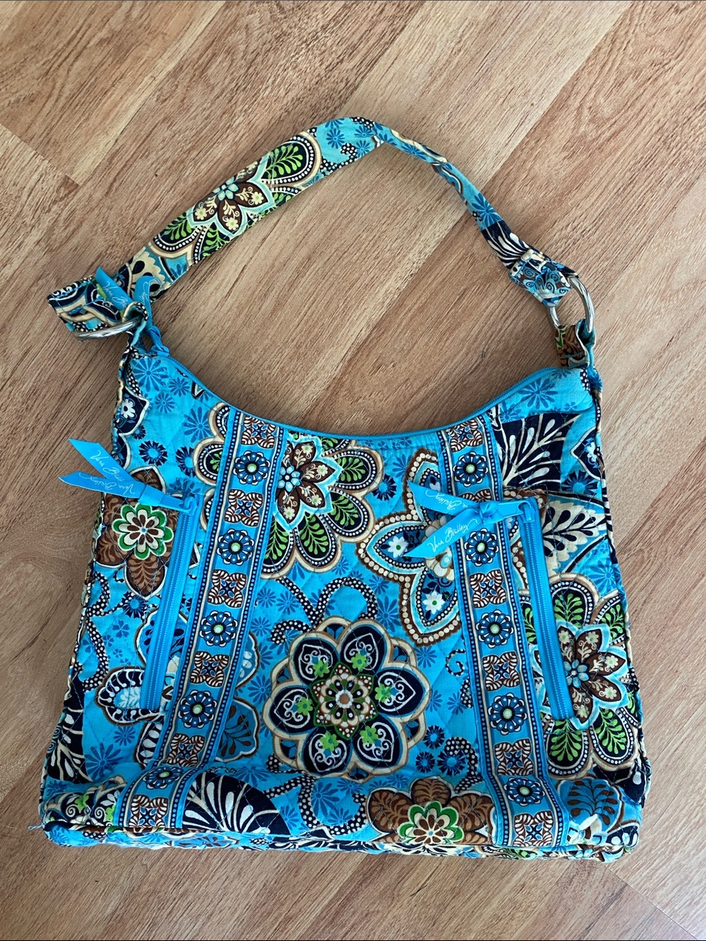 Vera Bradley Capri Blue Olivia Quilted Floral Pattern Shoulder Bag VGUC